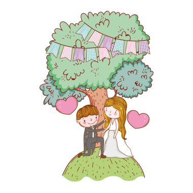 Çift Düğün Sevimli çizgi vektör halat