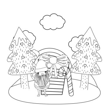 Noel Baba hediye çimen vektör çizim tasarım ile