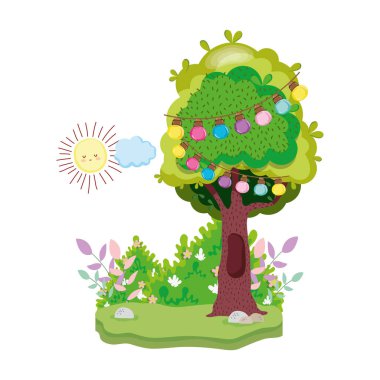 şirin peri masalı Peyzaj sahne vektör çizim tasarımı