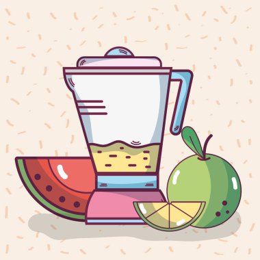 Karpuz ve limon güler yüzlü içki vektör çizim grafik tasarım