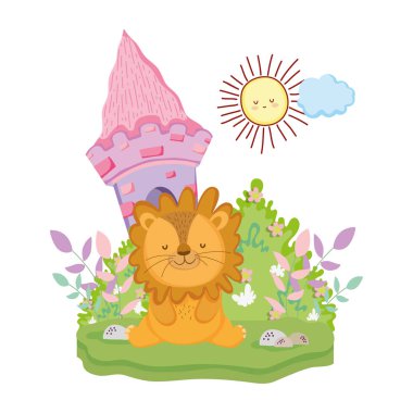 şirin ve küçük aslan karakter vektör çizim tasarımı