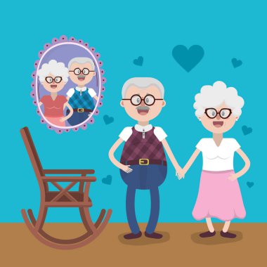 kutlama dedesi birlikte ev iç karikatür vektör çizim grafik tasarım seviyorum
