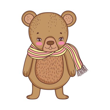 sevimli küçük ayı eşarp vektör çizim tasarım ile