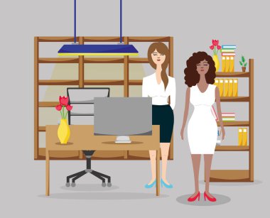 Office karikatür vektör çizim grafik tasarım çalışma Businesswomens
