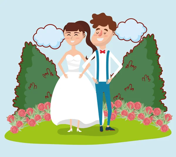 ちょうど結婚結婚式カップル カード デザイン ベクトル イラスト グラフィック デザイン — ストックベクタ
