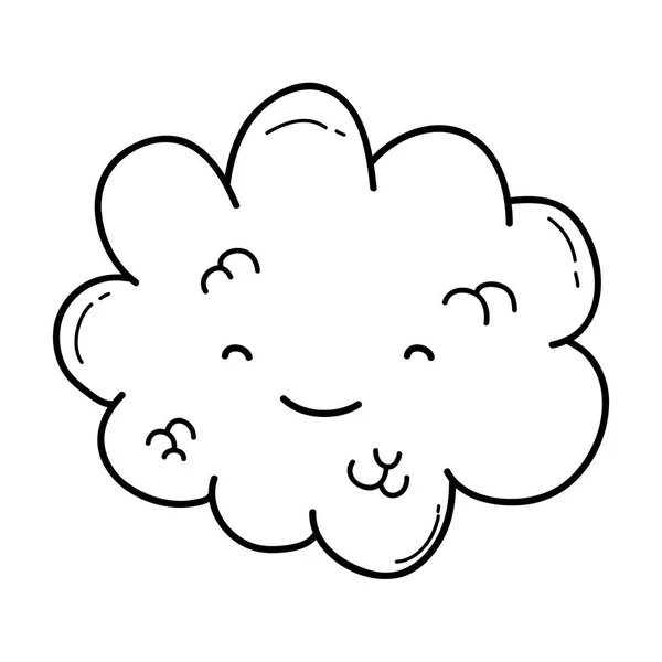 Cute Happy Cloud Smiling Cartoon Vector Illustration Graphic Design — Stock Vector