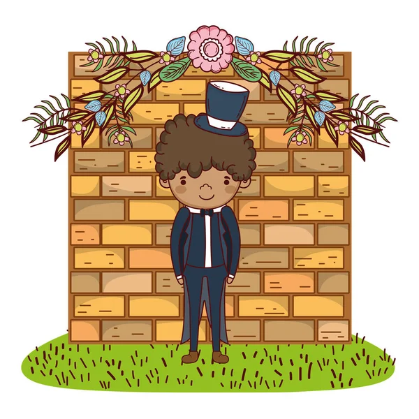 Groom Wedding Male Cute Cartoon Vector Illustration Graphic Design — Stock Vector