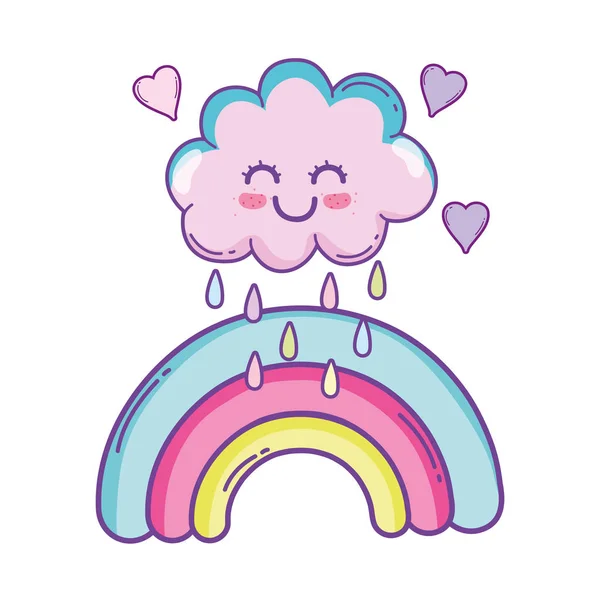 Linda Nube Dibujos Animados Arco Iris Colores Pastel — Archivo Imágenes Vectoriales