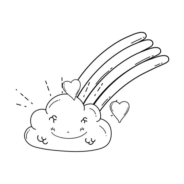 Милый векторный графический дизайн из облачных и радужных мультфильмов
