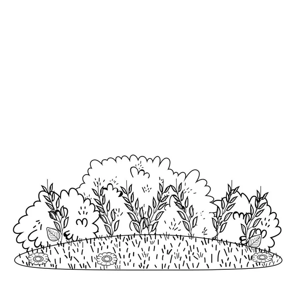 Arbustos Hierba Lindo Dibujos Animados Aire Libre Vector Ilustración Diseño — Vector de stock