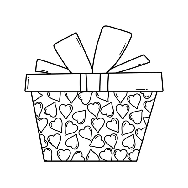 Coffret Cadeau Anniversaire Avec Des Cœurs Dessin Animé Vectoriel Illustration — Image vectorielle