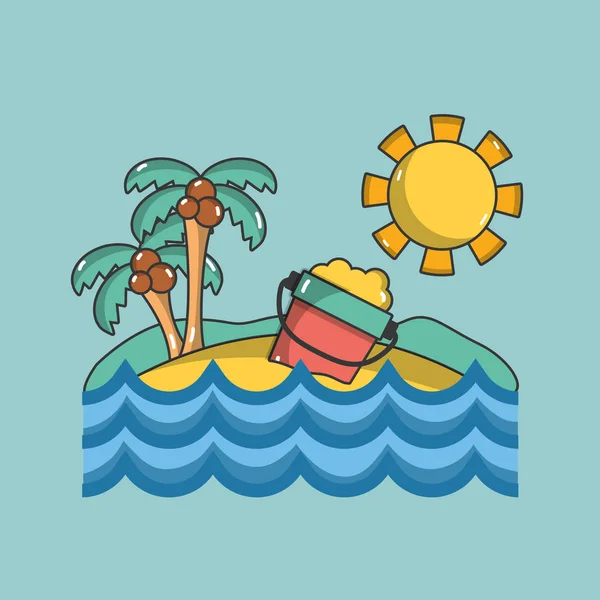 Summer Beach Cartoo Avec Des Éléments Vectoriels Illustration Graphisme — Image vectorielle