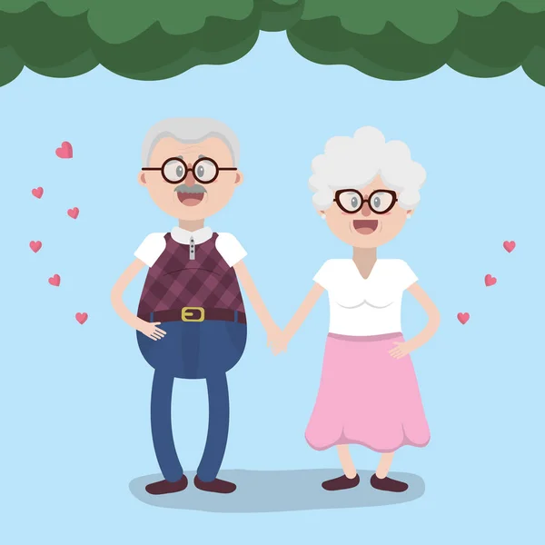 Abuelos Ancianos Pareja Encantadora Dibujos Animados Vector Ilustración Diseño Gráfico — Archivo Imágenes Vectoriales