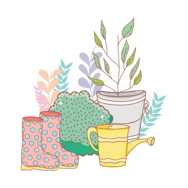 Arroseur Douche Jardinier Avec Conception Illustration Vectorielle Bottes — Image vectorielle