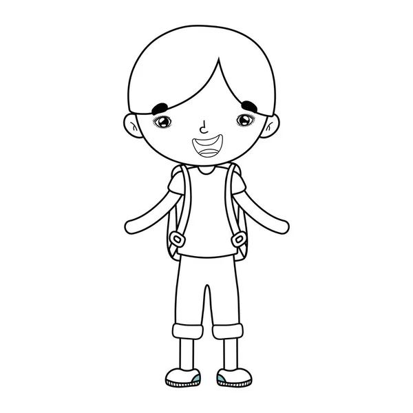 Kleine Touristische Junge Charakter Vektor Illustration Design — Stockvektor