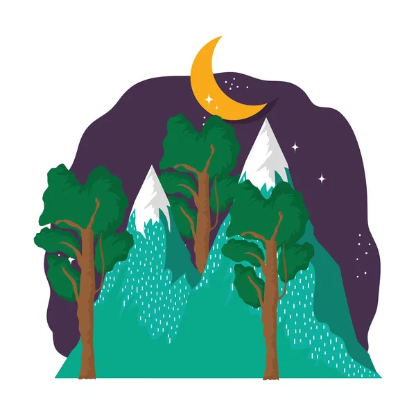 Landschaft Mit Schneeberg Der Nacht Vektor Illustration Design — Stockvektor