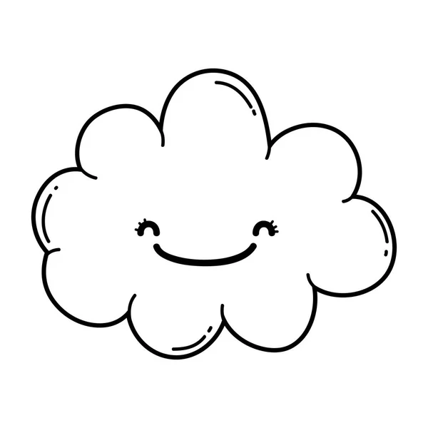 Aranyos Boldog Felhő Mosolyogva Rajzfilm Vektoros Illusztráció Grafikai Tervezés — Stock Vector