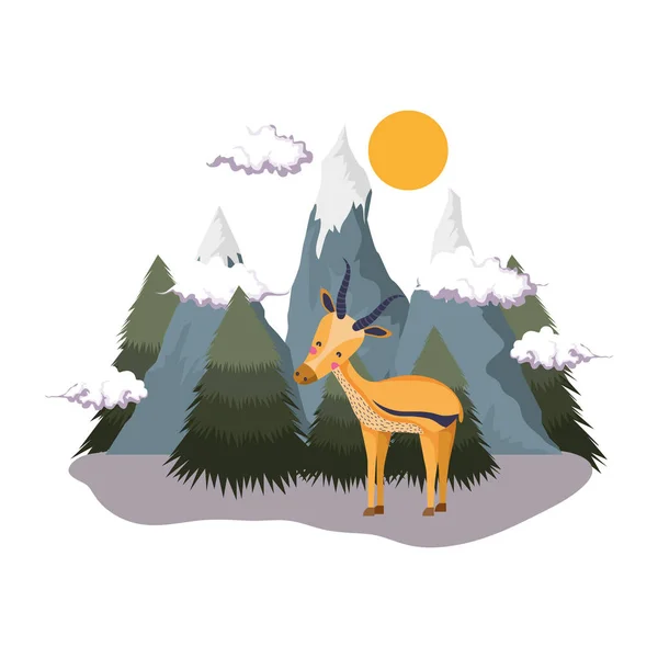 Cute Deer Landscape Vector Illustration Design — Stock Vector