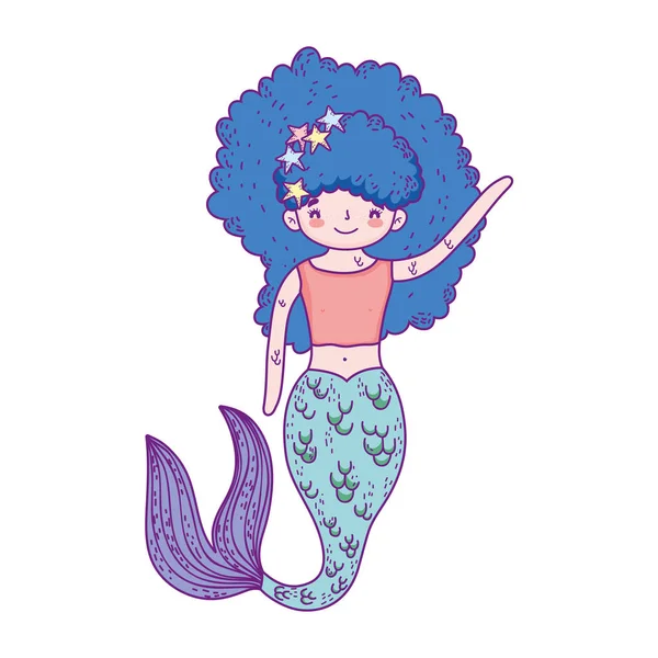 Cute Mermaid Fairy Tales Vector Illustration Design — Stock Vector