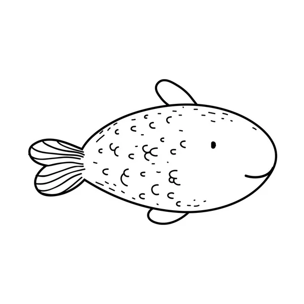 Carino Fiaba Pesce Icona Vettore Illustrazione Disegno — Vettoriale Stock