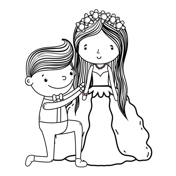 Ζευγάρι Γάμος Χαριτωμένο Καρτούν Εικονογράφηση Διάνυσμα Γραφικού Σχεδιασμού — Διανυσματικό Αρχείο
