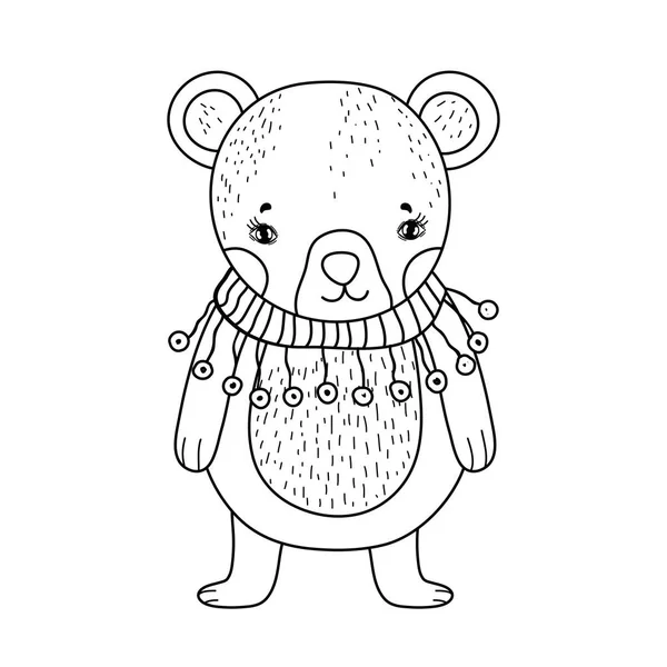 Милый Медвежонок Векторным Рисунком Шарфа — стоковый вектор