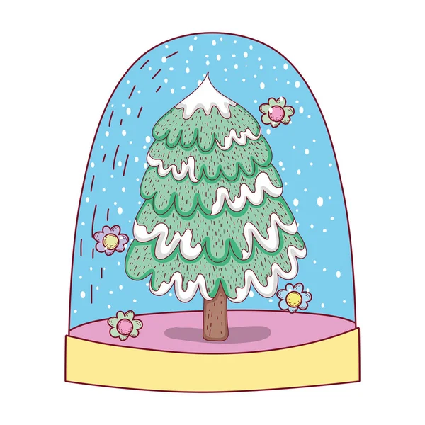 Buon Albero Natale Con Disegno Illustrazione Vettoriale Regalo — Vettoriale Stock