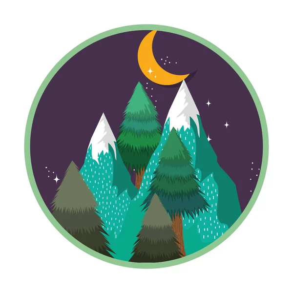 Paisaje Con Montaña Nieve Diseño Ilustración Vectorial Noche — Vector de stock