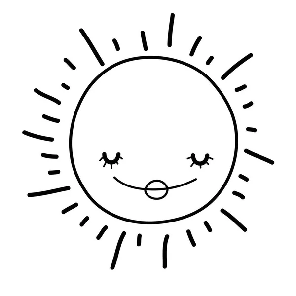 Sonne Lächelnd Karikatur Isoliert Vektor Illustration Grafik Design — Stockvektor