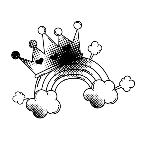 Rainbow Koroną Pop Art Styl Wektor Ilustracja — Wektor stockowy