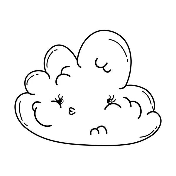 Χαριτωμένο Λυπηρό Σύννεφο Κινούμενα Σχέδια Διανυσματικά Εικονογράφηση Γραφιστικής — Διανυσματικό Αρχείο