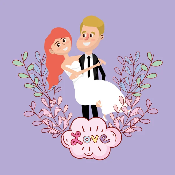 Bara Gift Bröllop Par Kort Design Vektor Illustration Grafisk Design — Stock vektor