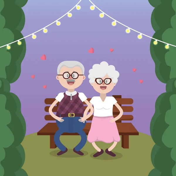 Grandparents Elderly Lovely Couple Cartoon Vector Illustration Graphic Design Vector — Stock Vector