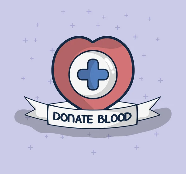 Donate Blood Heart Health Isolated Cartoon Vector Illustration Graphic Design — Stock Vector