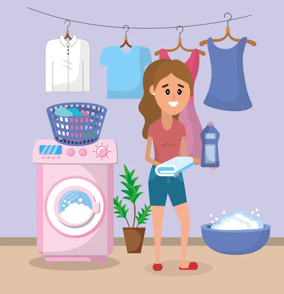 100,000 Woman hanging laundry Vector Images