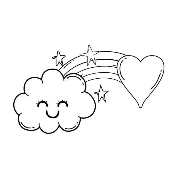 귀여운 구름과 무지개 일러스트 그래픽 디자인 — 스톡 벡터