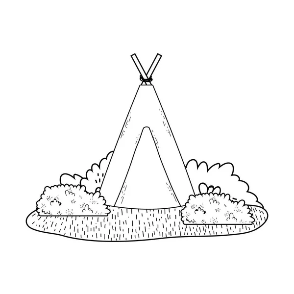 Indian Camping Tent Landscape Vector Illustration Design — Stock Vector