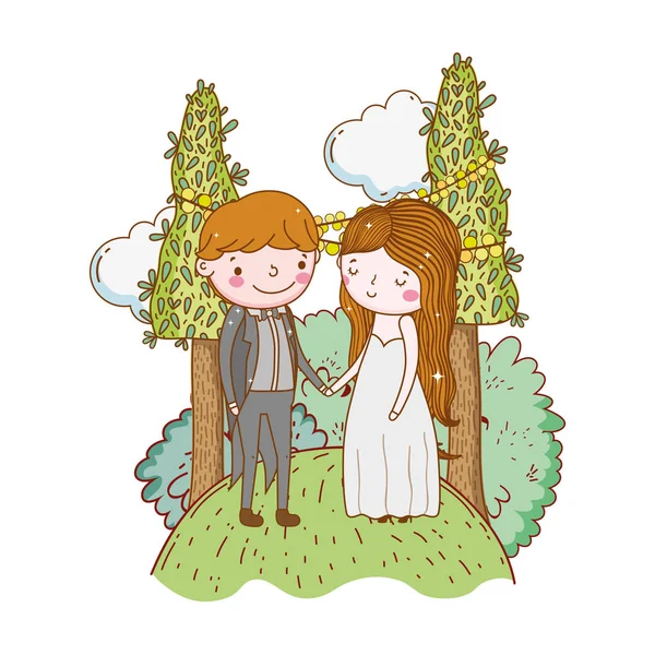 Ζευγάρι Γάμο Χαριτωμένο Σκίτσο Διάνυσμα Ilustration — Διανυσματικό Αρχείο