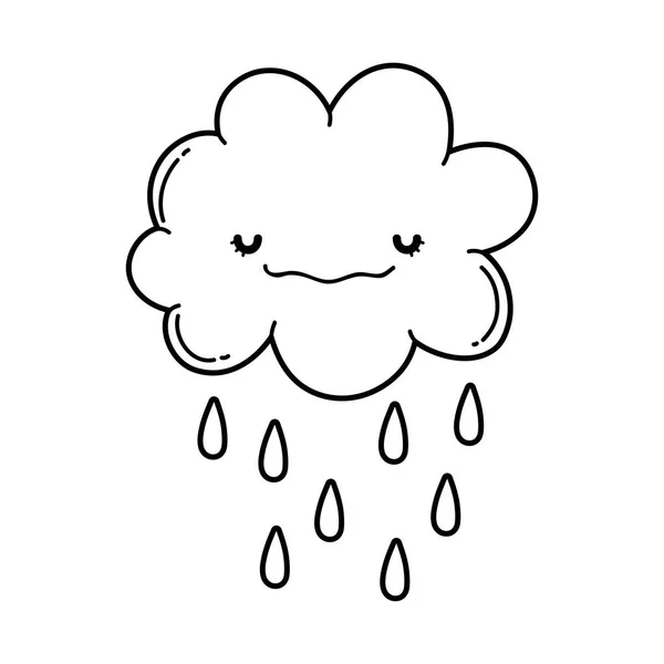 かわいい雲笑顔と漫画ベクトル イラスト グラフィック デザインを雨が降っています — ストックベクタ