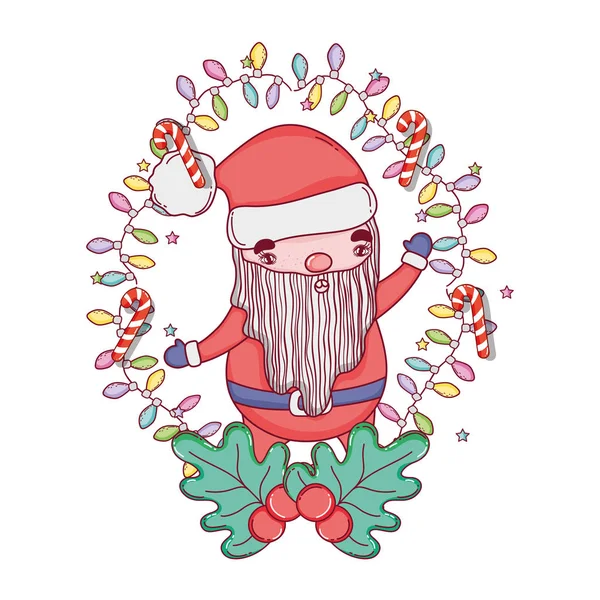 Χαριτωμένο Χριστούγεννα Τον Άγιο Βασίλη Στεφάνι Διανυσματικά Εικονογράφηση Σχεδιασμός — Διανυσματικό Αρχείο