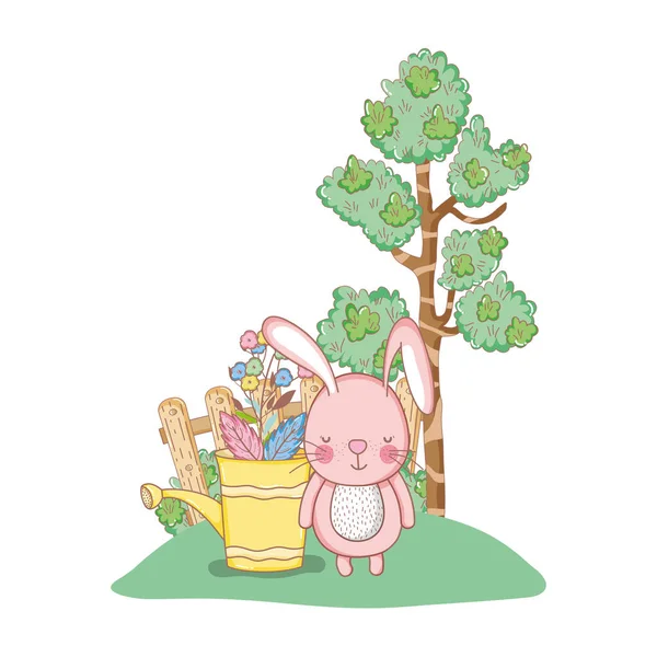 Piccolo Coniglio Nel Disegno Illustrazione Vettoriale Giardino — Vettoriale Stock