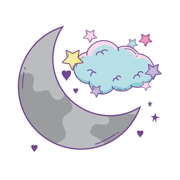 云和月亮可爱的卡通 — 图库矢量图片