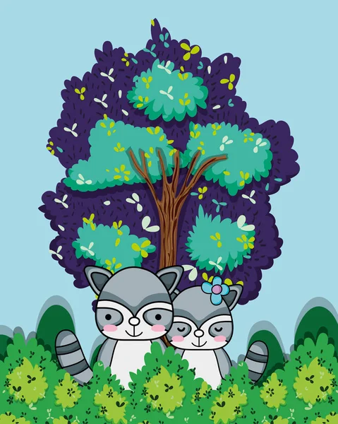 Aranyos Családi Macskák Természet Park Vektoros Illusztráció Grafikai Tervezés — Stock Vector