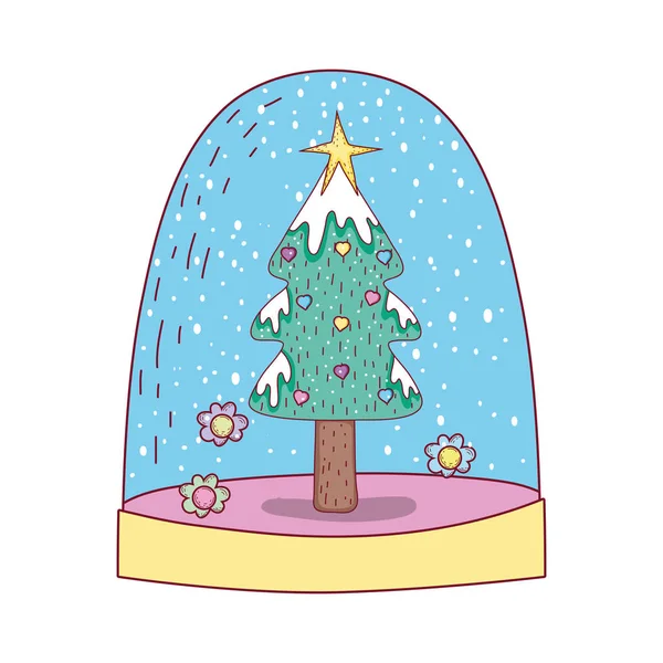 Merry Christmas Tree Icon Vector Illustration Design — Stock Vector