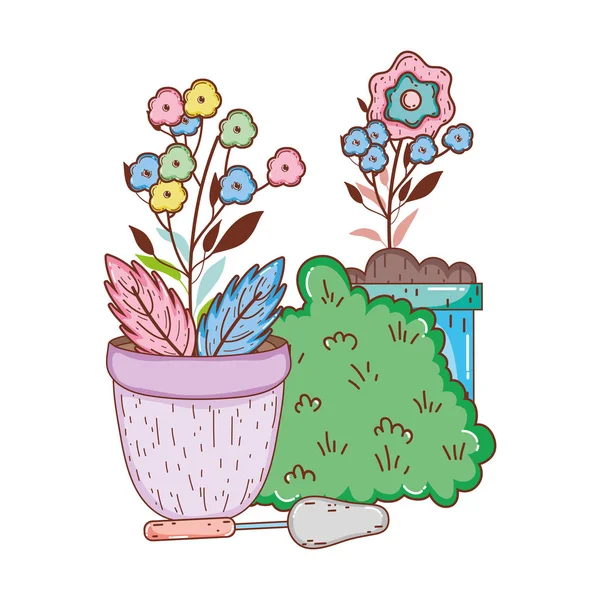 花ベクトル イラスト デザインと庭のブッシュ — ストックベクタ