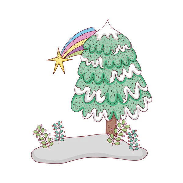 Frohe Weihnachten Baum Symbol Vektor Illustration Design — Stockvektor