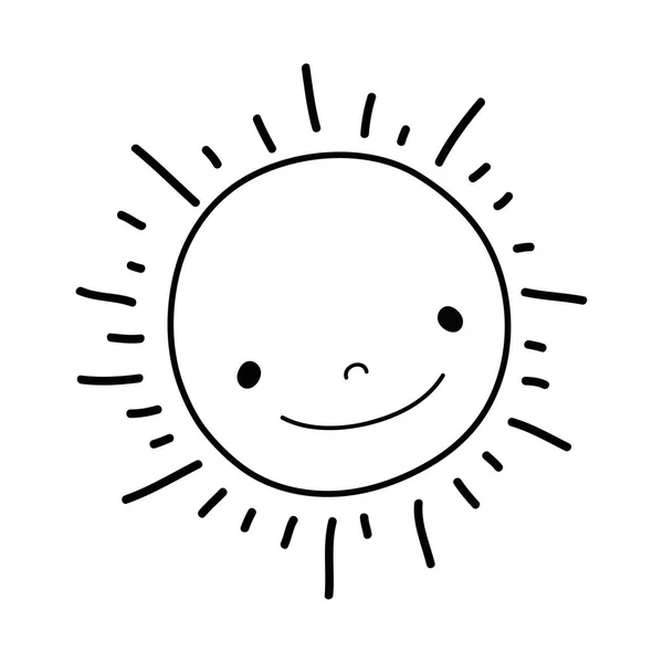 Desain Gambar Ikon Wajah Matahari Vektor Lucu - Stok Vektor