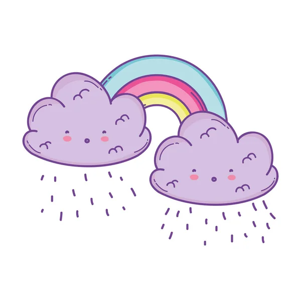 Aranyos Felhő Rainbow Rajzfilmek Pasztell Színek — Stock Vector