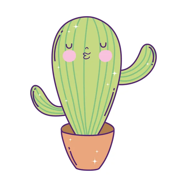 Mignon Cactus Kawaii Personnage Vectoriel Illustration Design — Image vectorielle