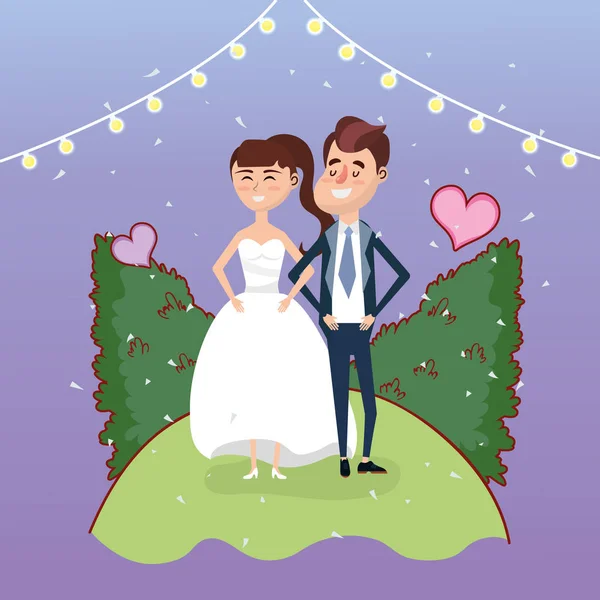 ちょうど結婚結婚式カップル カード デザイン ベクトル イラスト グラフィック デザイン — ストックベクタ